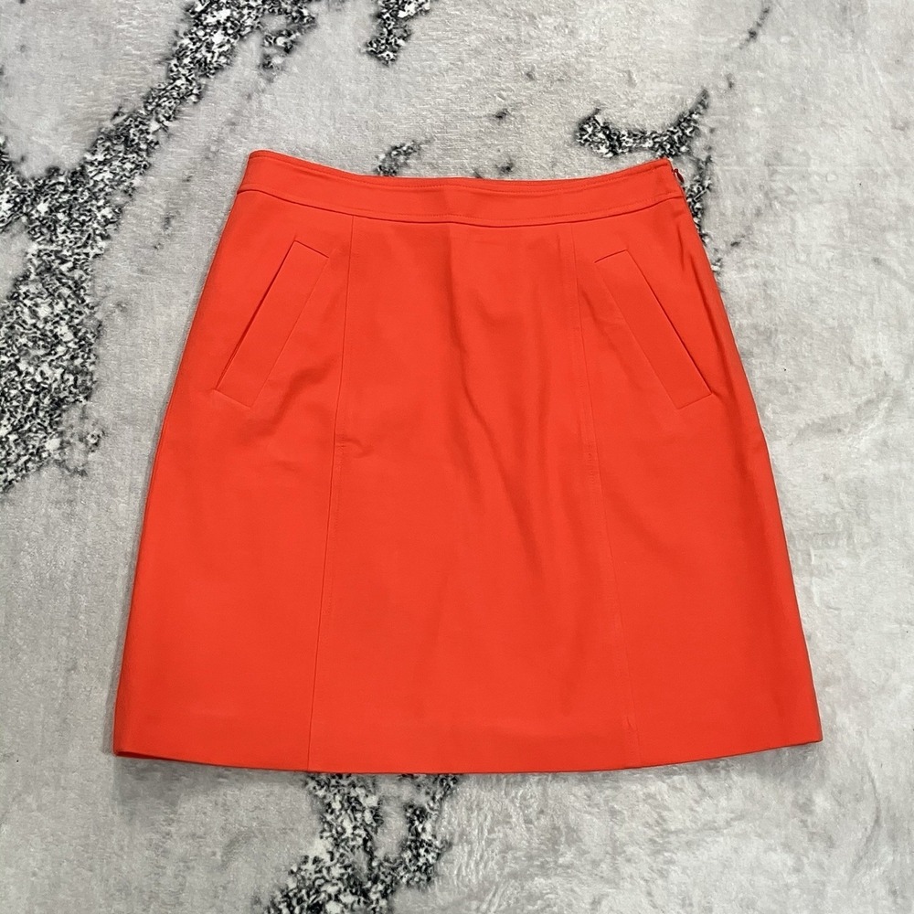 Ann Taylor Orange A-Line Skirt Side Zip Career Office Pockets Women's Size 4 - Picture 1 of 11